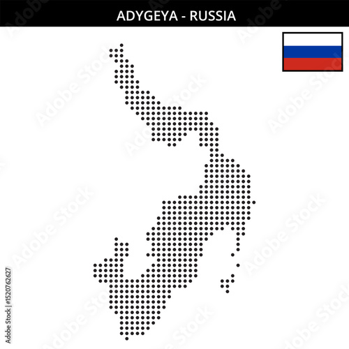 Medium dots map of Adygeya in Russia