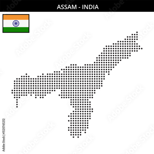 Tableau sur toile Medium dots map of assam in India
