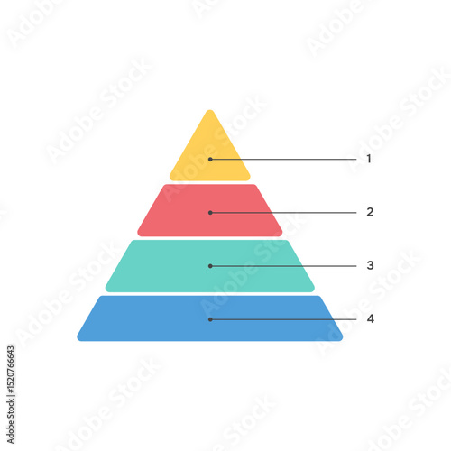 Colorful Infographic Pyramid Diagram with Four Levels. Vector illustration