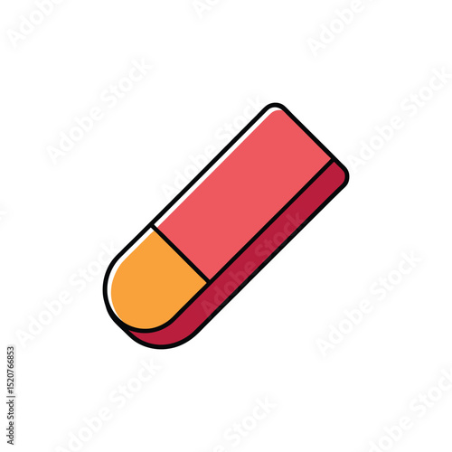 Simple vector illustration of a red and yellow eraser on white background