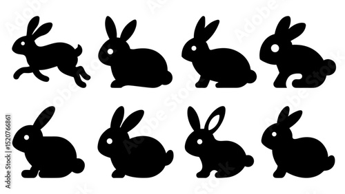 Set of rabbits silhouette, Rabbit silhouette vector set
