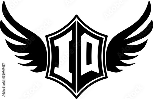 IQ logo emblem with winged and shield template