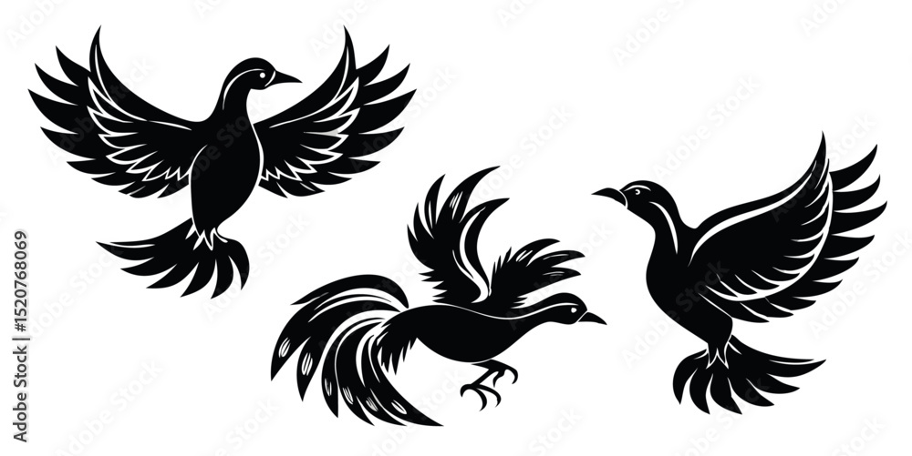 Obraz premium set-of-black-bird-silhouettes--vector-elements-for