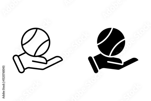 hand holding tennis ball on white background style