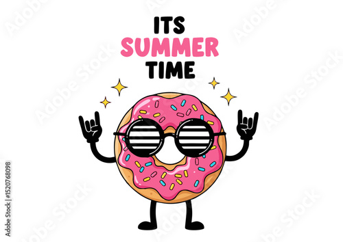 It's Summertime! Cool Donut Character Illustration  Summer Fun, Sweet Treats, and Delicious Designs