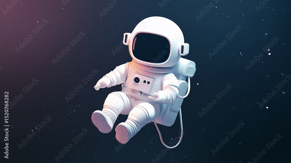 Cute astronaut floating in space