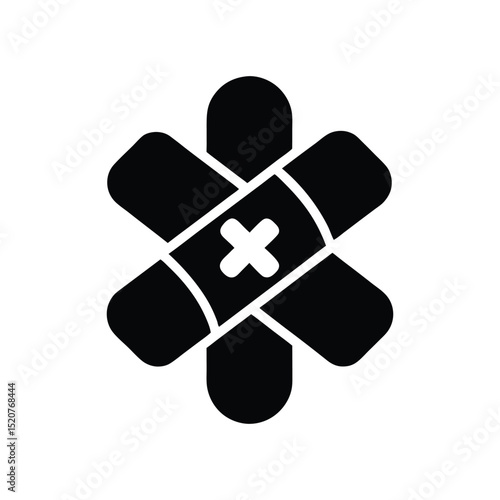 Black star of life symbol with bandage first aid emergency care