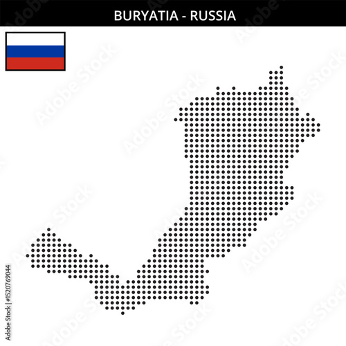 Medium dots map of Buryatia in Russia