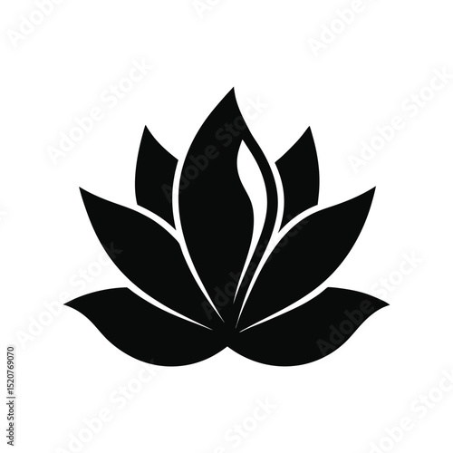 Elegant black lotus flower illustration symbol of purity and enlightenment