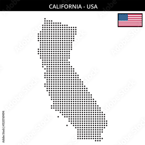 Medium dots map of california in the USA