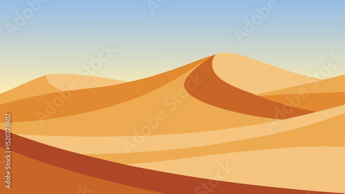 Minimalist desert landscape with sand dunes and clear sky vector illustration