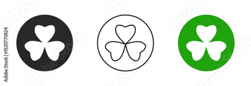Clover icon, symbol of luck, fortune, hope, and prosperity, isolated graphic used in St. Patrick’s Day themes, superstitions, or good luck designs.