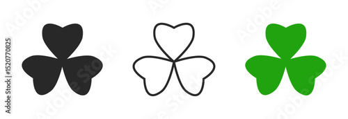 Clover icon, symbol of luck, fortune, hope, and prosperity, isolated graphic used in St. Patrick’s Day themes, superstitions, or good luck designs.