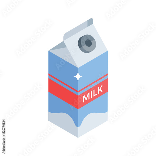 Modern isometric style icon of classic milk pack