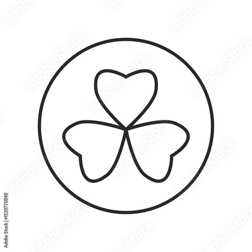 Clover icon, symbol of luck, fortune, hope, and prosperity, isolated graphic used in St. Patrick’s Day themes, superstitions, or good luck designs.