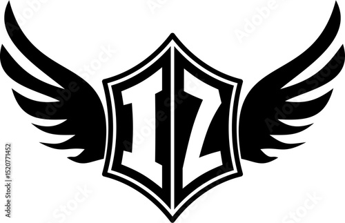 IZ logo emblem with winged and shield template