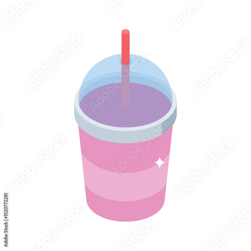 Visually appealing isometric icon of smoothie drink cup