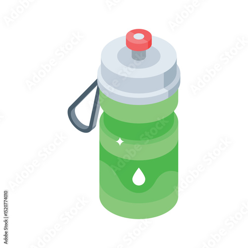 Visually appealing isometric icon of portable water flask