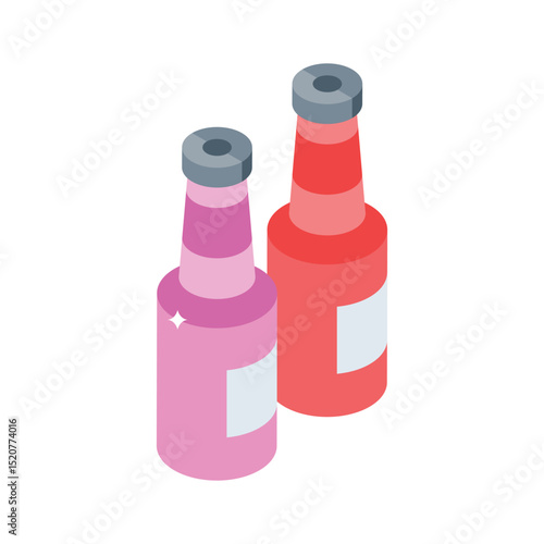Get a glimpse of this isometric soda bottles icon