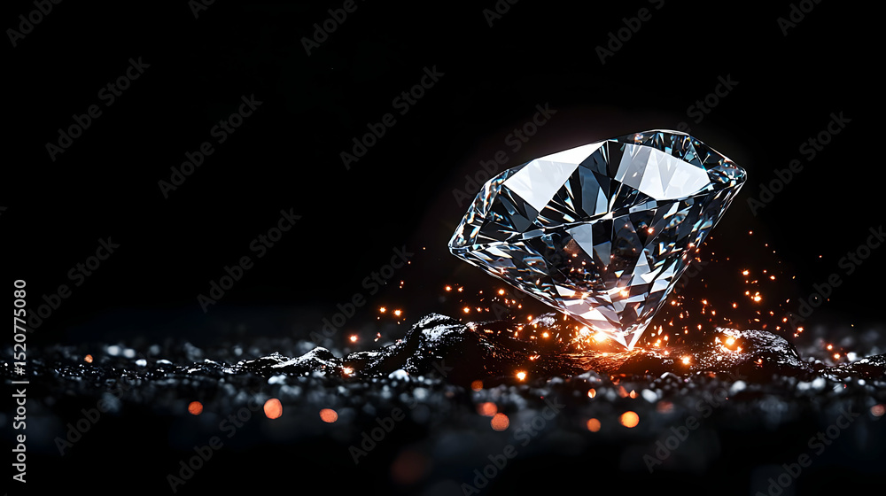 Obraz premium Sparkling Diamond On Black Background