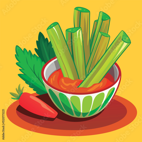 Celery sticks in a flavorful dip.
