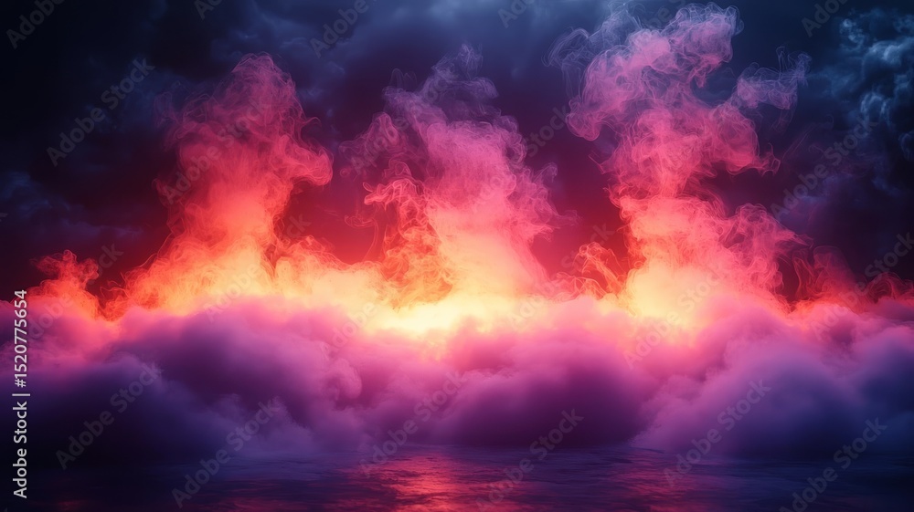 Fototapeta premium Vibrant sunset over a sea of clouds, showcasing dramatic colors and ethereal light, perfect for backgrounds or atmospheric designs.