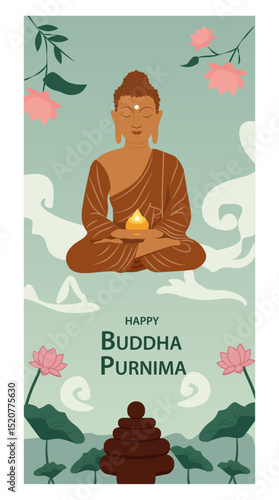 Happy Buddha Purnima Celebratory Vector Art-03