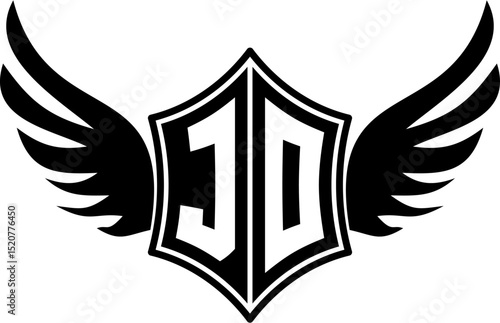 JO logo emblem with winged and shield template