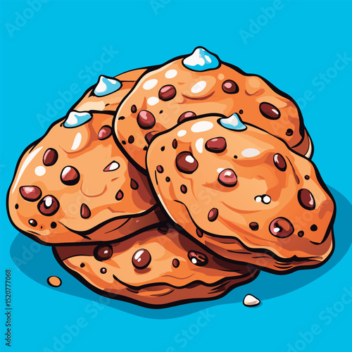 Delicious stack of chocolate chip cookies.