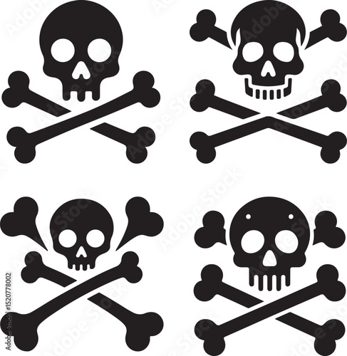 Skull and crossbones black silhouette vector illustration