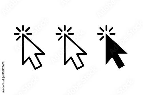 Three cursor icons with different fill variations