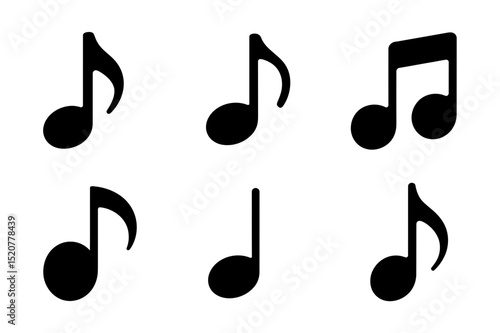 Illustration of various black musical note symbols