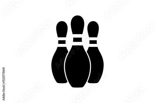 Three bowling pins standing in a triangular shape