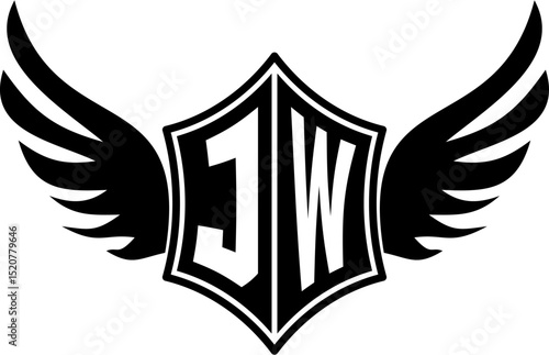 JW logo emblem with winged and shield template