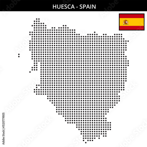 Medium dots map of huesca in Spain