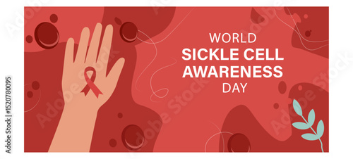 Visual World Sickle Cell Day Illustration with Blood Cells and DNA-03