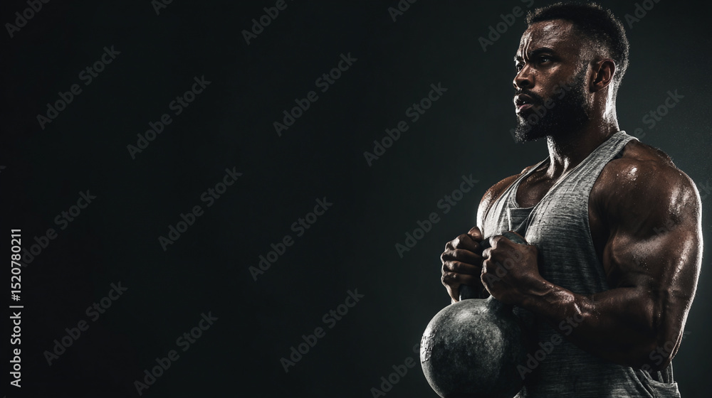 Fototapeta premium Ultimate Strongman Kettlebell Workout: Maximize Muscle Gainz and Focused Fitness