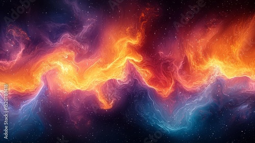 Wallpaper Mural Vibrant cosmic nebula with swirling orange and blue hues, creating a mesmerizing celestial landscape perfect for space-themed projects. Torontodigital.ca