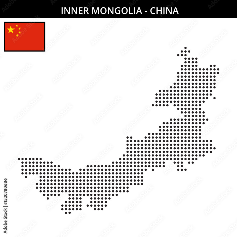 Obraz premium Medium dots map of Inner-Mongolia in China