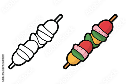 Delicious Grilled Skewers A Colorful Culinary Illustration