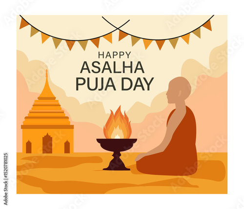 Serene Buddha Meditation Illustration for Asalha Puja Day-08