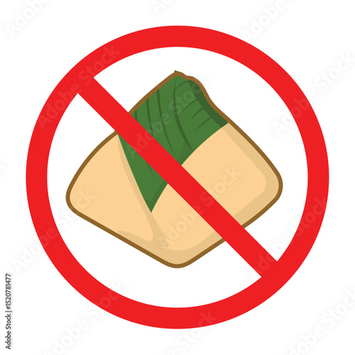 Rambu dilarang membawa makanan dari luar, forbidden sign with outside food icon, no outside food or drink, outside food prohibition sign, jangan bawa nasi bungkus
