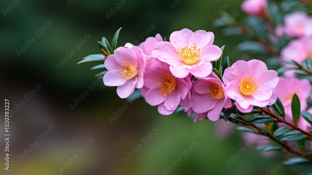 Delicate Pink Flowers With Sparkling Drops Delicate Pink Flowers With Sparkling Drops