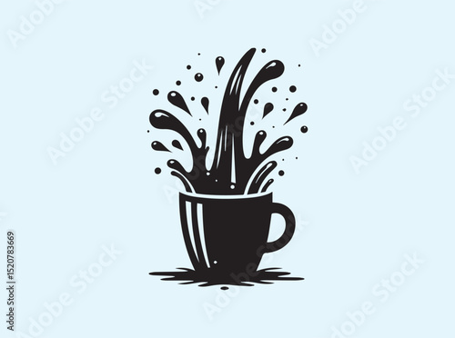 Black Cup Silhouette Tipping with Mid-Spill Effect