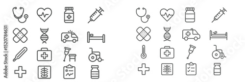 Health icons collection featuring medical symbols and tools in a simple and clean design for educational and informational purposes