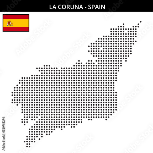 Medium dots map of la-coruna in Spain