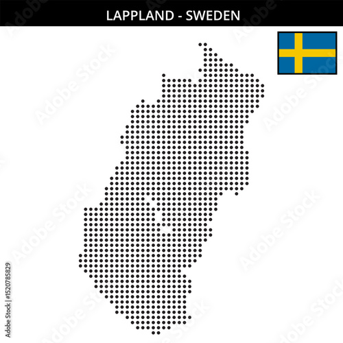 Medium dots map of Lappland in Sweden