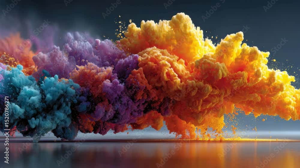 Abstract Colorful Smoke Clouds Swirling Dynamically on Dark Background Abstract Colorful Smoke Clouds Swirling Dynamically on Dark Background