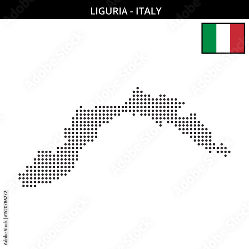 Medium dots map of liguria in Italy