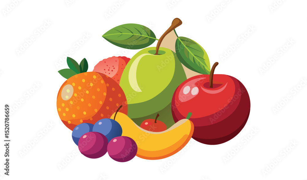 Naklejka premium Assorted fresh fruits illustration graphic
